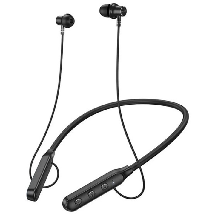 Căști Bluetooth Hoco ES74 stereo, v5.4, cu bandă de gât, microfon, sport, negre