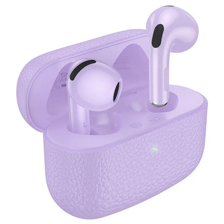 Hoco eq15 bluetooth fülhallgató sztereo, v5.4, tws, mikrofon + töltőtok, lila
