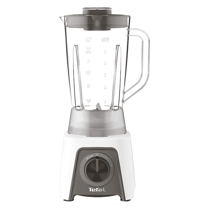 Tefal BL2C01 Blendeo Стационарен миксер, 450W мотор, 1.5 литра капацитет, 2 скорости + импулсна функция, остриета Duraforce, вендузи за сигурно позициониране, бял/сив