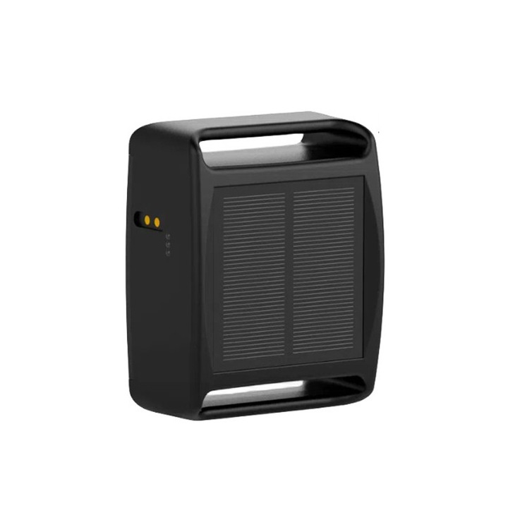 Tracker GPS solar pentru animale mari, Rqiurpn, 20000mAh, perimetru de siguranta, istoric ruta, antifurt, multiple alarme, IP68, 100x75x45mm, Q19, GSM, GPS, GPRS, LBS, AGPS, BEIDOU, 4G, 2G, stocare SD si Cloud, negru