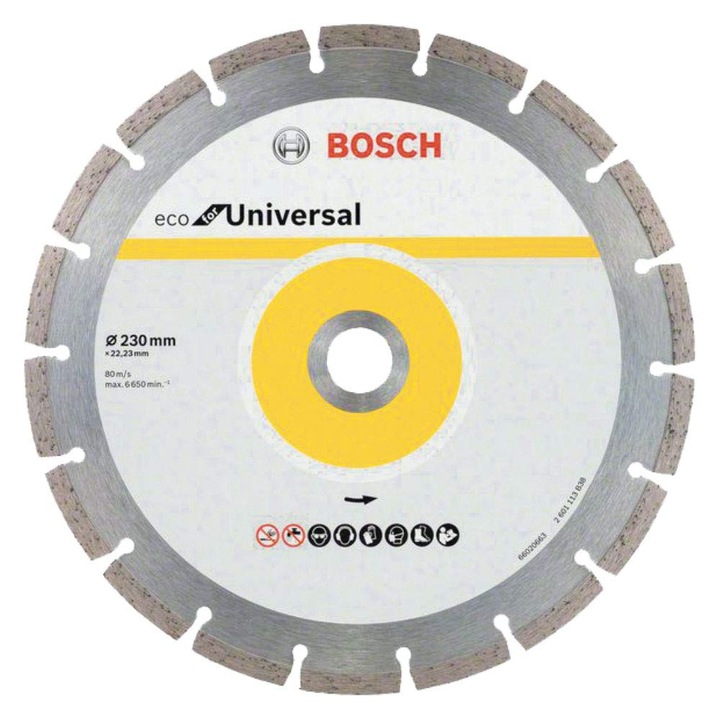 Disc de taiere diamantat Bosch ECO, 230x22,23 mm, set 10 bucati