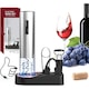 Set Tirbuson Electric pentru Vin, Nicerpro, Reincarcabil, Accesoriu taiat folie, Turnator de vin, Dop sticla vin cu pompita pentru scos aerul, Inox