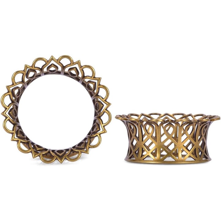 Cercel tip flesh tunnel 2 buc auriu Model Gol Earchi Gauges Moda Tuneluri pentru urechi Dopuri Flesh Stretchers Piercing Cercei Expander 1/2" 12mm