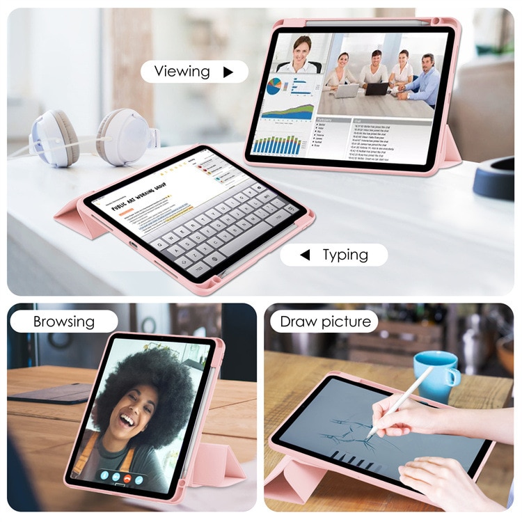 Carcasa inteligenta pentru Apple iPad Air 13 2024/Pro 2022/2021/2020/2018 12.9-inch, Agri Tri-Fold Stand Style 360 ° Rotire unghi reglabil, Stylus Suport, Auto Wake / Sleep Function, subtire si usor, Roz