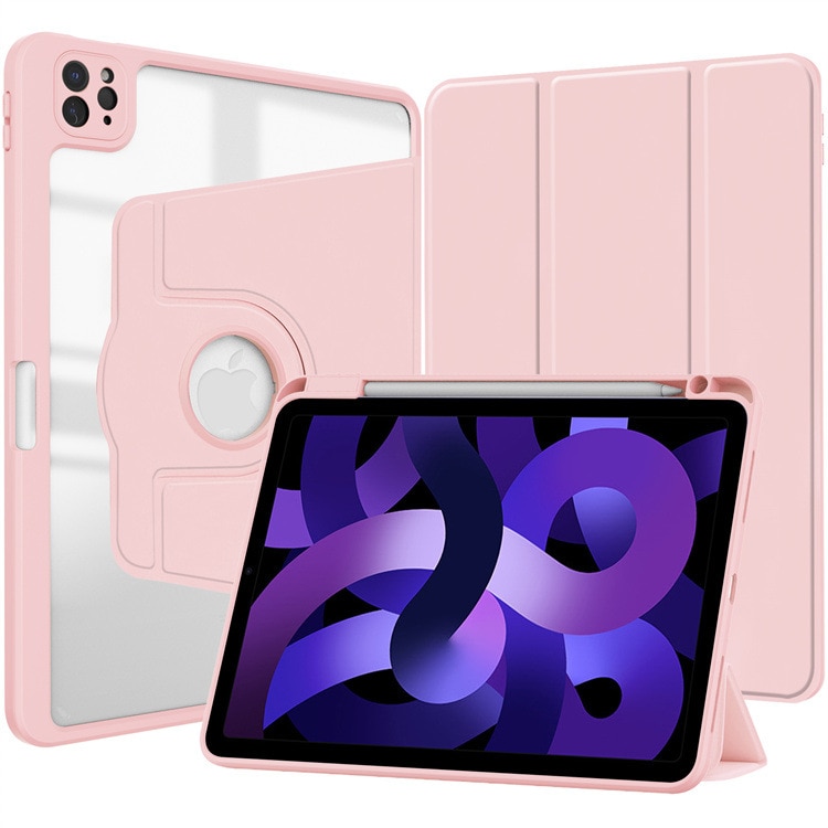 Carcasa inteligenta pentru Apple iPad Air 13 2024/Pro 2022/2021/2020/2018 12.9-inch, Agri Tri-Fold Stand Style 360 ° Rotire unghi reglabil, Stylus Suport, Auto Wake / Sleep Function, subtire si usor, Roz