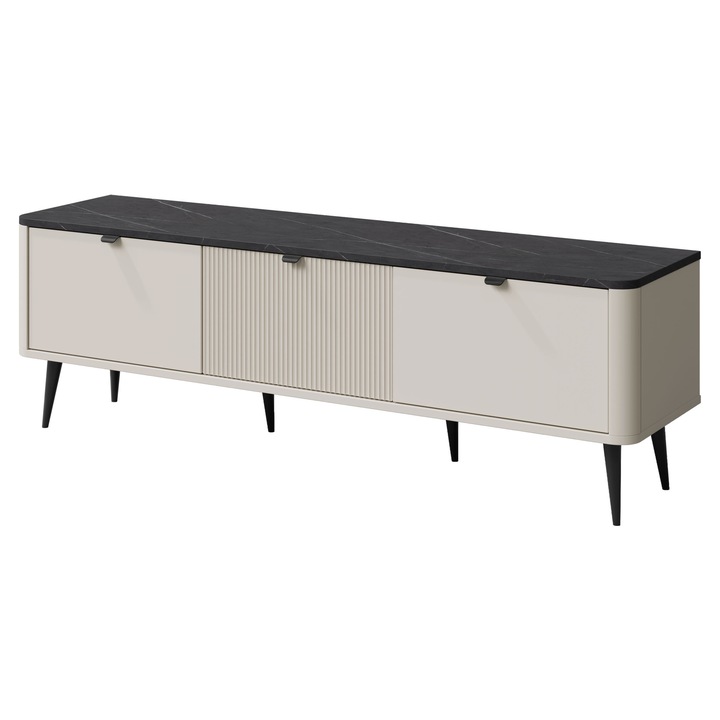 Comoda TV Rotevio 3K RT13, MIRJAN 24, casmir + piatra cenusie, 52x40x160 cm