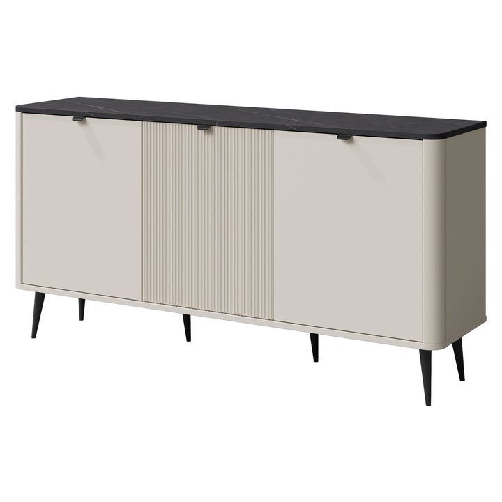 Comoda cu usi Rotevio 3D RT08, MIRJAN 24, casmir + piatra cenusie, 82x40x160 cm