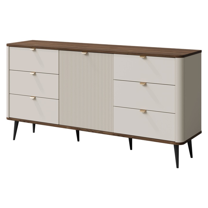 Comoda Rotevio 6S1D RT09, MIRJAN 24, casmir + nuc, 82x40x160 cm