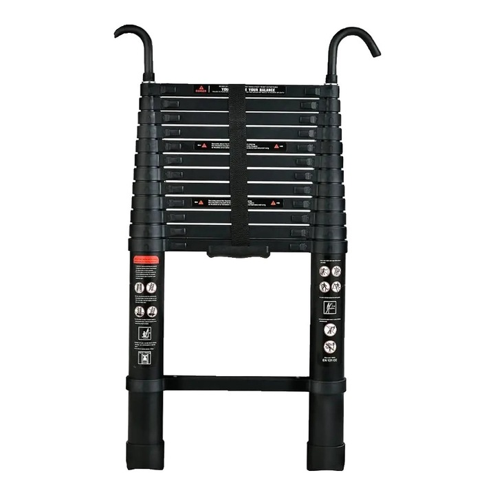 Scara telescopica, 3.8m, capacitate 150kg, neagra, 12.5FT