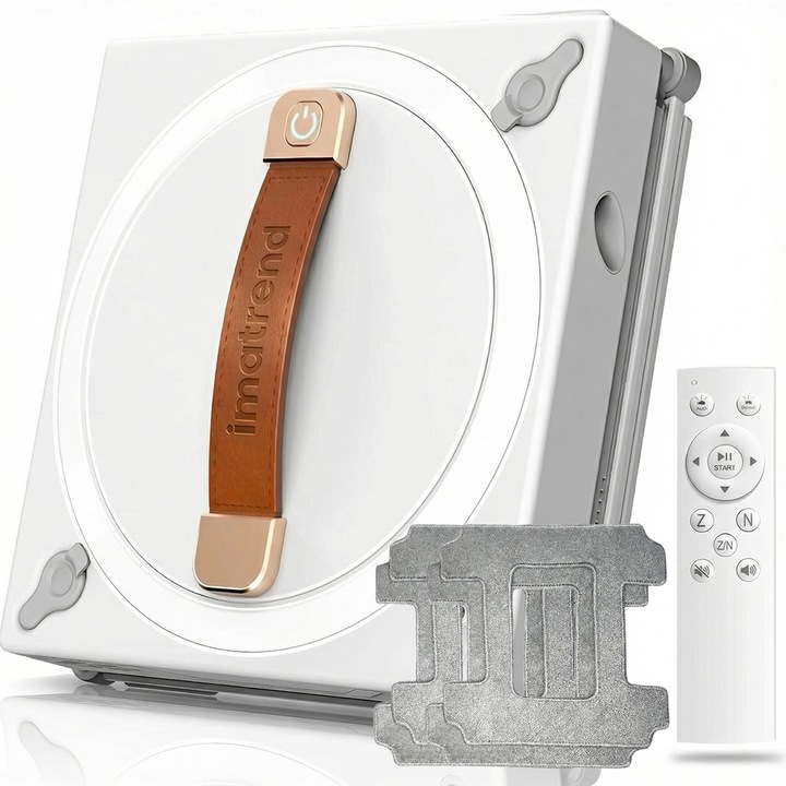 Роботизирана прахосмукачка за прозорци IMA Trend®, Tuya Приложение, Ултразвуково пръскане, Автоматично разпознаване на ръбове, 2700Pa Вакуум, 3 Режима, Дистанционно, UPS 30 Мин, Двоен резервоар 60мл, Мощност 72W, Бял