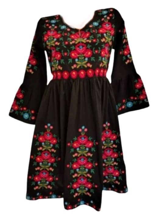 Rochie pentru dama, traditionala, Negru-rosu