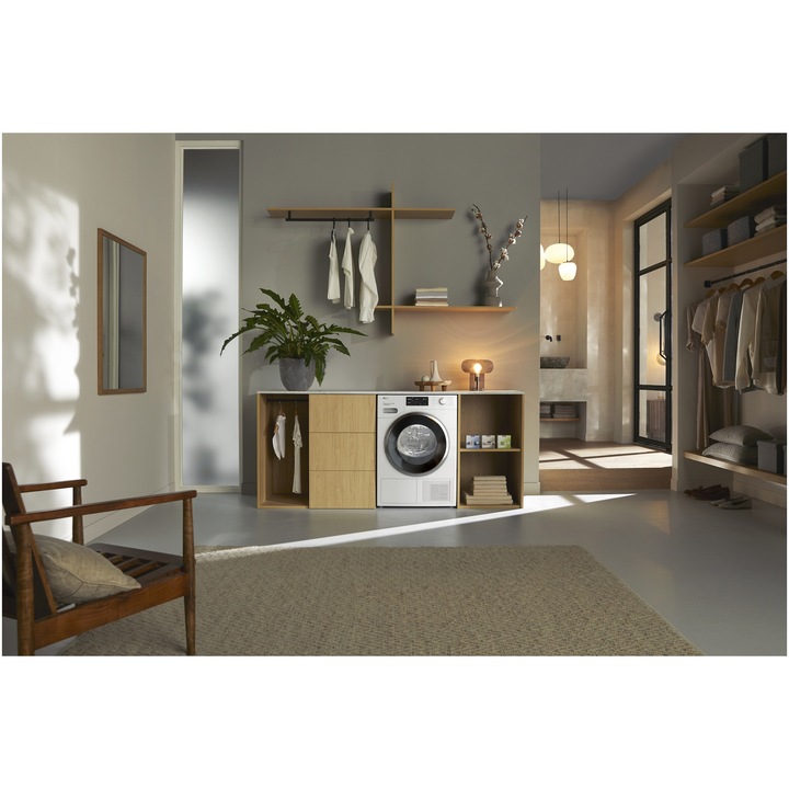 Uscator de rufe Miele TWL680WP, clasa C, 9 kg, ComfortSensor, SteamCare, SilenceDrum, DryCare 40, Alb