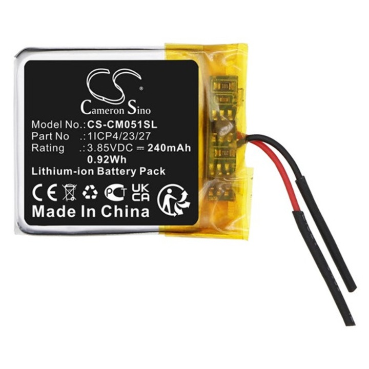 Cameron sino li-polymer akkumulátor, 3.85v / 240mAh, custom battery pack 1icp4/23/27 kompatibilis fekete, gyártói csomagolás