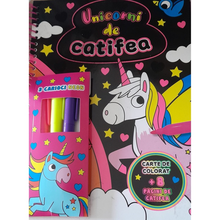 Unicorni de Colorat - 3 Carioci Neon - Flamingo