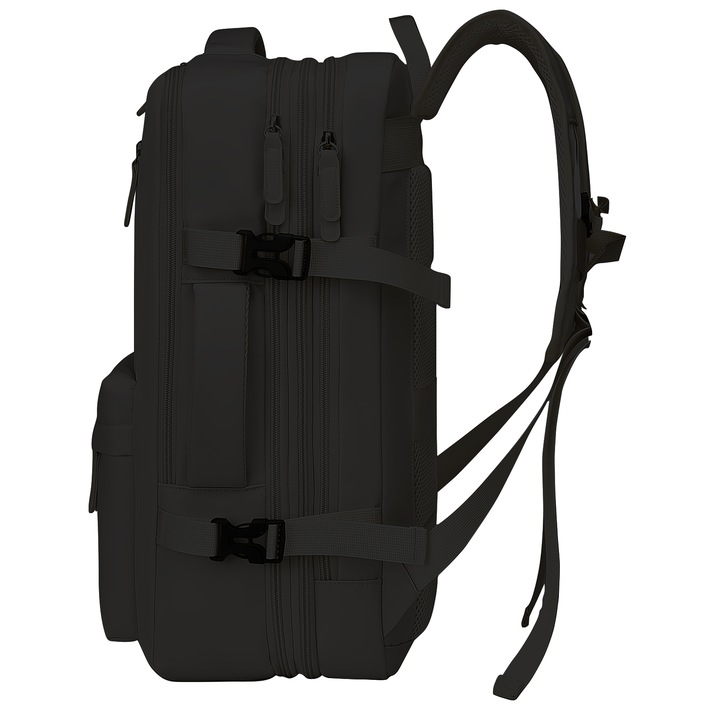Uniszex utazó hátizsák, Wacorresi, laptop utazó hátizsák, vízálló, nagy kapacitású, USB portos kialakítás, kopás- és karcálló, több rekeszes kialakítás, lélegző anyag, 38x52x12cm, fekete