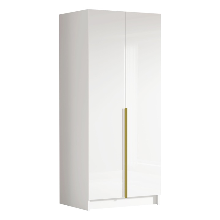Dulap Smugo I, MIRJAN24, alb lucios + auriu, 58x100x215 cm