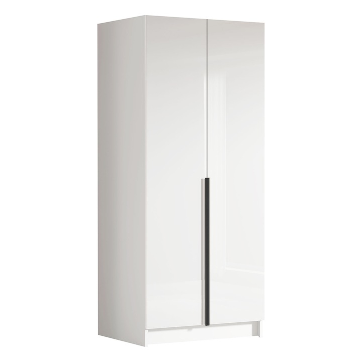 Dulap Smugo I, MIRJAN24, alb lucios + negru, 58x100x215 cm