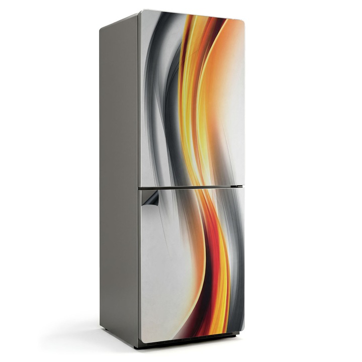 Autocolant magnetic frigider, Wallfluent, Unde dinamice in miscare, Portocaliu, 70x190 cm, 010220280070000006128