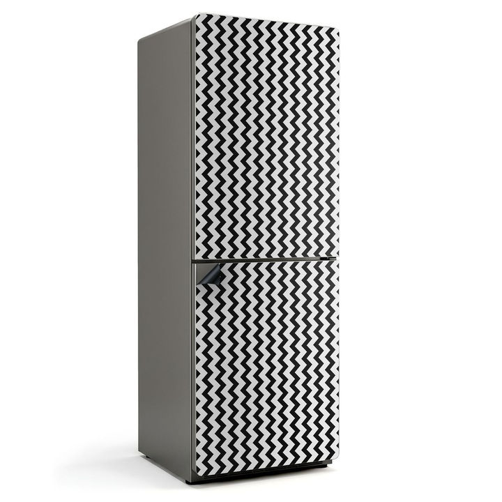 Folie magnetica pentru frigider, Wallfluent, Model in zig-zag in linie, Negru, 70x190 cm, 010220280070000005962