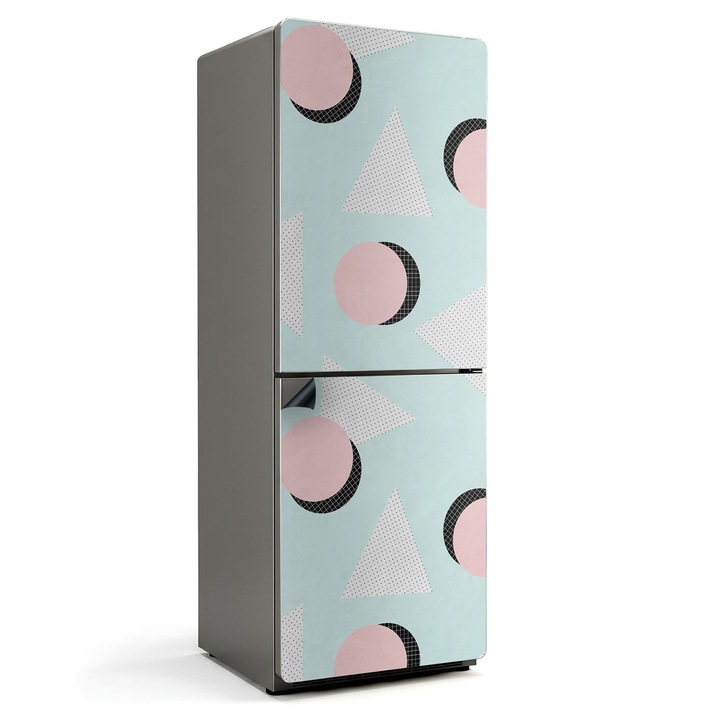 Coperta magnetica frigider, Wallfluent, Figuri geometrice abstracte, Peppermint, 70x190 cm, 010220280070000013113