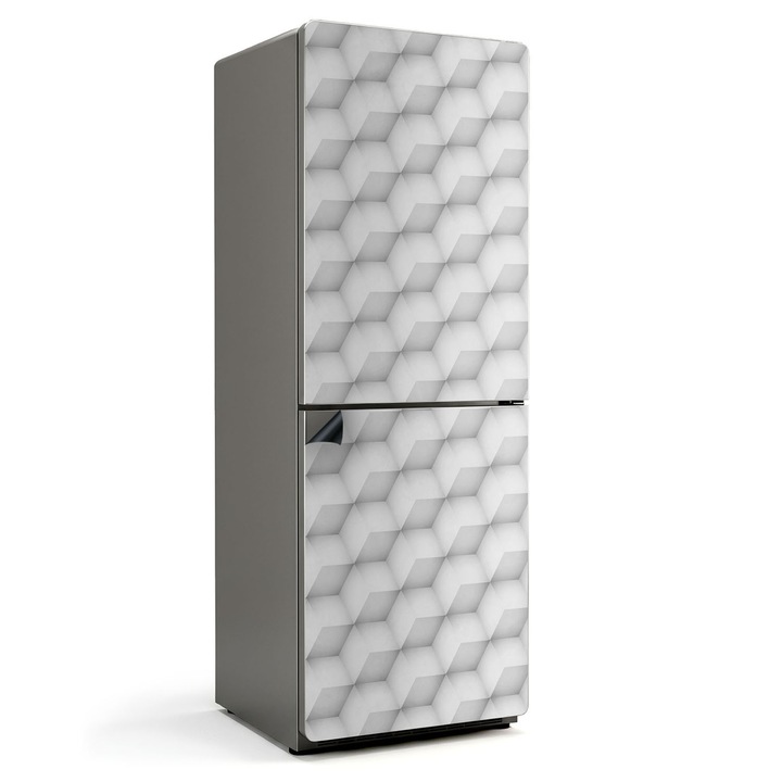 Autocolant magnetic frigider, Wallfluent, Model geometric 3D, Alb, 70x190 cm, 010220280070000013026