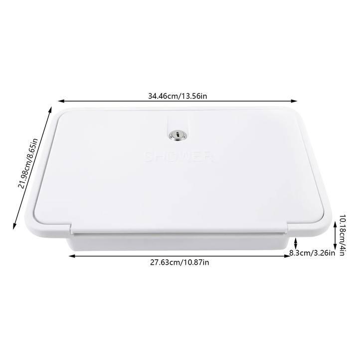 Cadita de dus, mecanism de blocare sigur, alb, montare incorporata