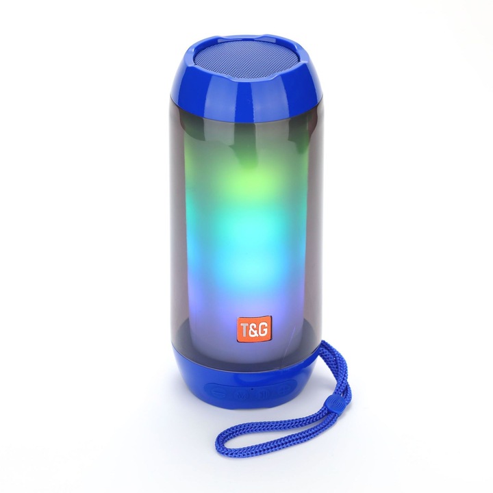 T&G TG643 vezeték nélküli hordozható hangszóró – Bluetooth, FM rádió, USB/TF kártyahely, RGB fényeffektek, beépített mikrofon, 10W, 1200mAh