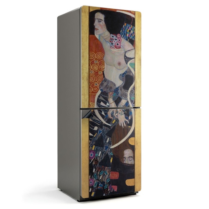 Folie magnetica pentru frigider, Wallfluent, Figura feminina Gustav Klimt, Rosu, 70x190 cm, 010220280070000284091