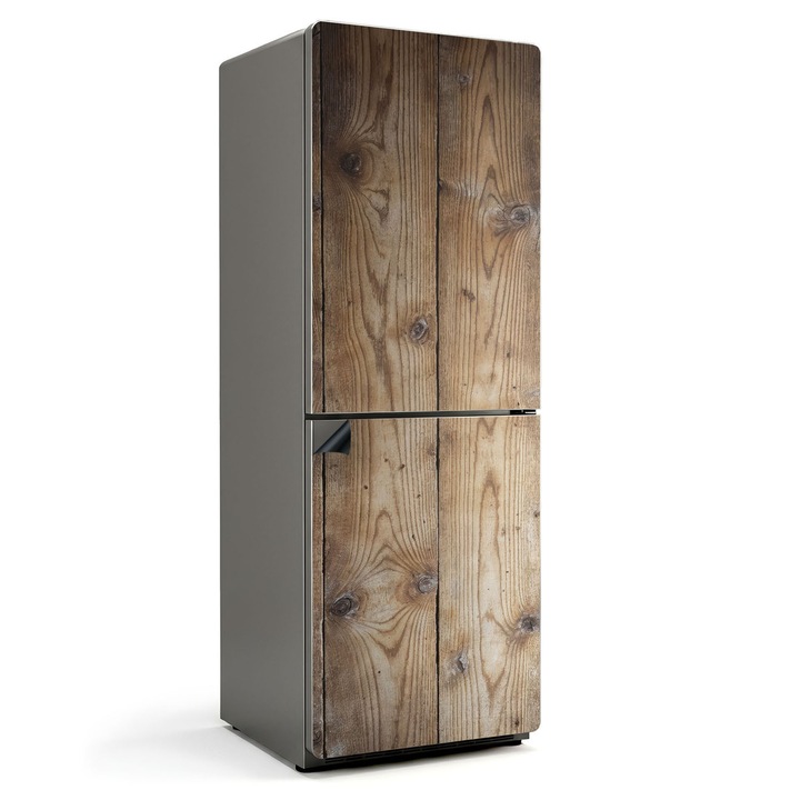 Folie magnetica pentru frigider, Wallfluent, Scanduri verticale de lemn, Maro, 70x190 cm, 010220280070000284043