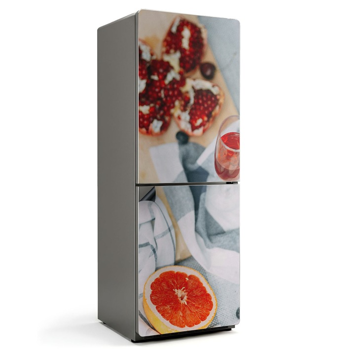 Coperta magnetica frigider, Wallfluent, Aranjament de fructe pe masa, Rosu, 70x190 cm, 010220280070000284128