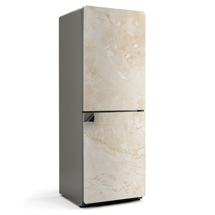 Autocolant magnetic frigider, Wallfluent, Model de piatra naturala, Cremos, 70x190 cm, 010220280070000282603