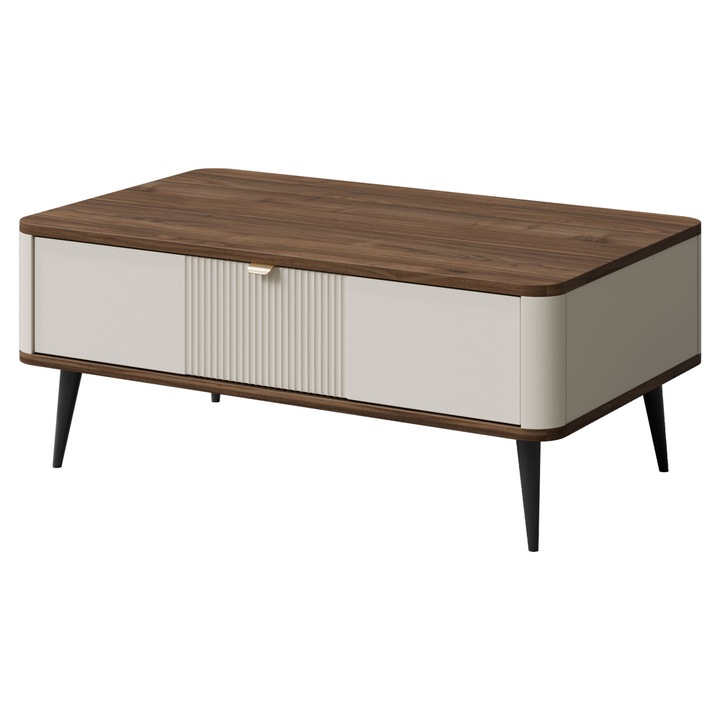 Masuta pentru cafea Rotevio RT16, MIRJAN 24, casmir + nuc, 42x60x100 cm