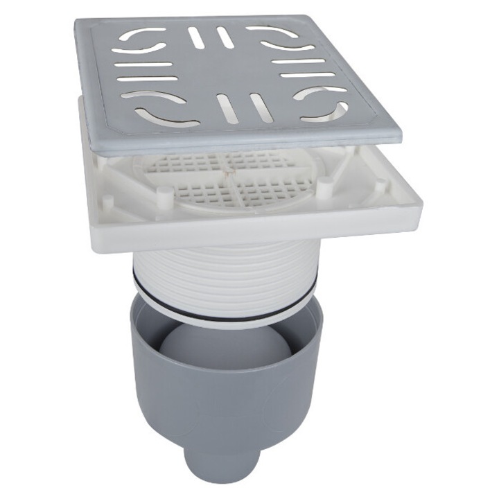 Sifon Pardoseala Patrat cu Inaltator SV 100/150 mm 50 mm