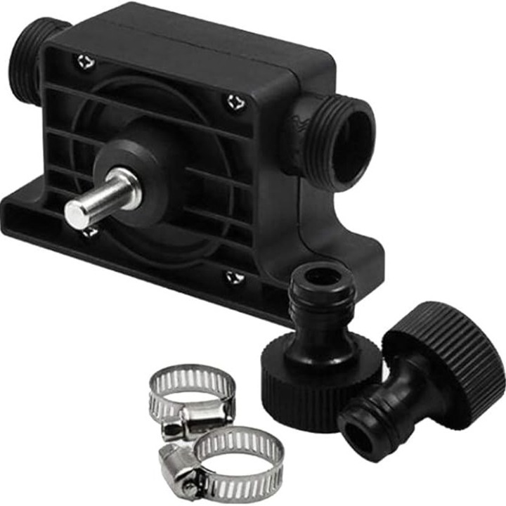 Помпа за пренос на течности за резбонарезна машина/бормашина, Zola, резба 3/4", дебит 40 л/мин, максимална дълбочина на събиране 4 м, 10,6 x 3,7 x 6,4 см, черна