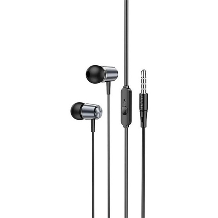 Hoco m108 fülhallgató sztereo, 3.5mm jack, mikrofon, felvevő gomb, sötétszürke