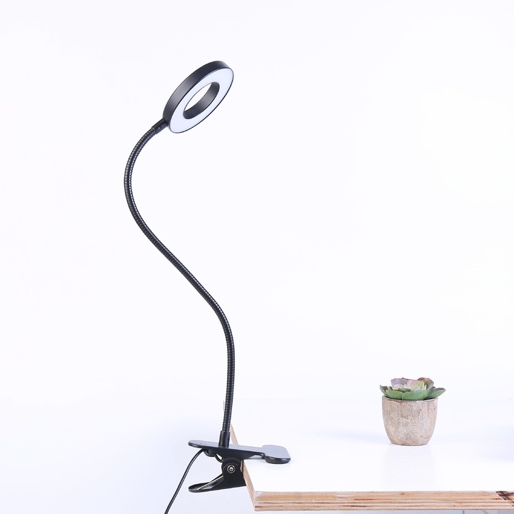 Lampa de birou HERUSI 48 LED, 3 moduri culoare, flexibila, USB, protectie ochi