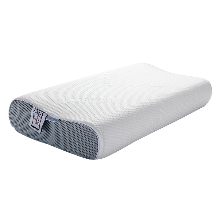 Perna termoelastica Relaxity Contour Pan Materac 36x61x12 cm, ergonomica, husa antibacteriana Viro Clean, moale