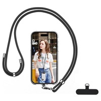 Snur pentru telefon mobil, curea de umar, poate fi folosita pentru tableta, lungime simpla neagra 1,6 metri, diametru 6 mm, antifurt care nu afecteaza incarcarea