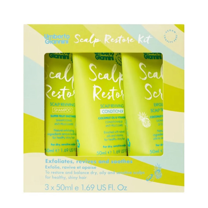 Set anti-matreata, travel size, Scalp Restore Kit, Umberto Giannini, 3 x 50 ml