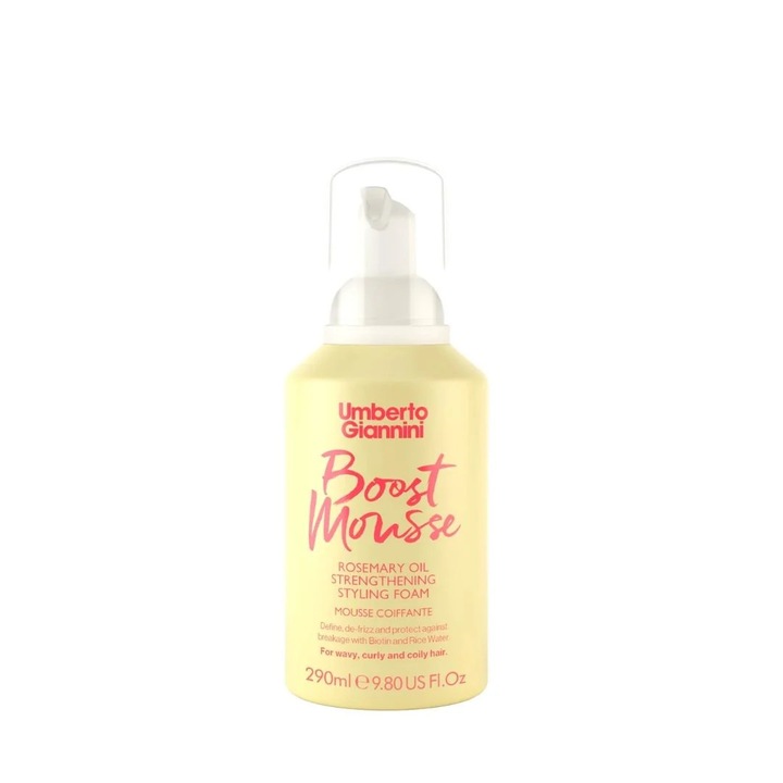 Spuma fortifianta pentru styling cu ulei de rozmarin pentru parul cret, Strong Curls, Umberto Giannini, 290 ml