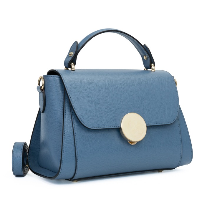 Poseta Piele Jaime - Albastru Deschis, Geanta Casual din Piele Naturala, Geanta, Genti