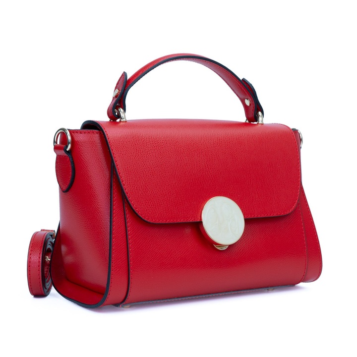 Poseta Piele Jaime - Rosu, Geanta Casual din Piele Naturala, Geanta, Genti