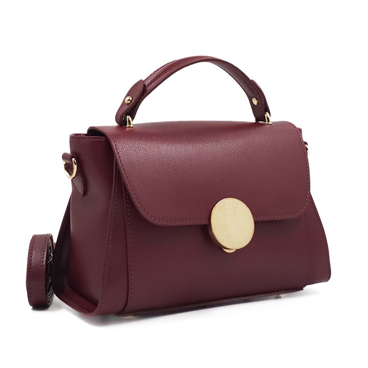 Poseta Piele Jaime - Bordo, Geanta Casual din Piele Naturala, Geanta, Genti