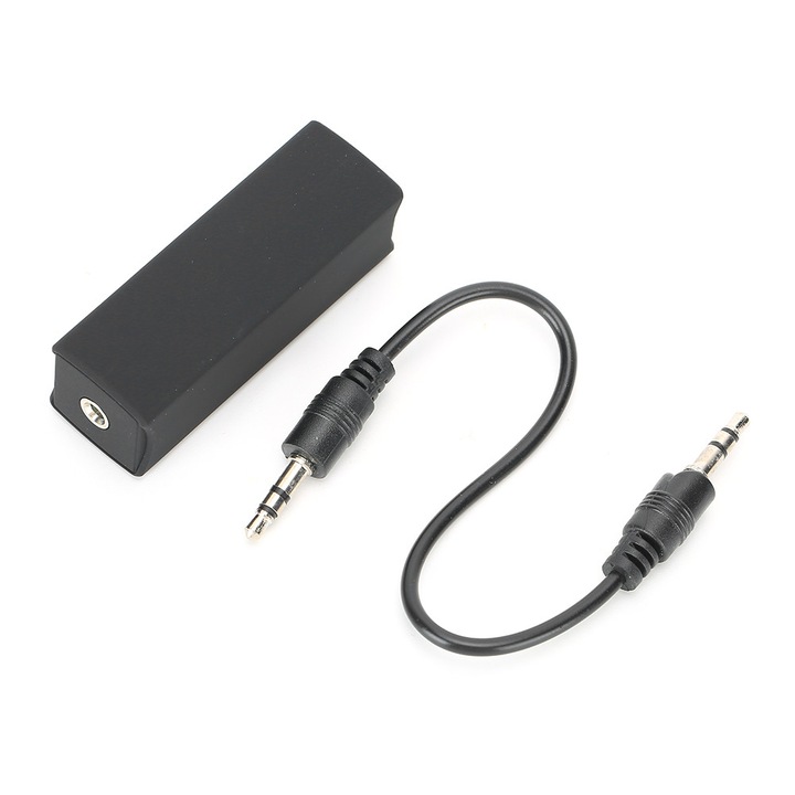 Izolator de zgomot pentru bucla de pamant, 3.5mm, negru, set cu cablu audio