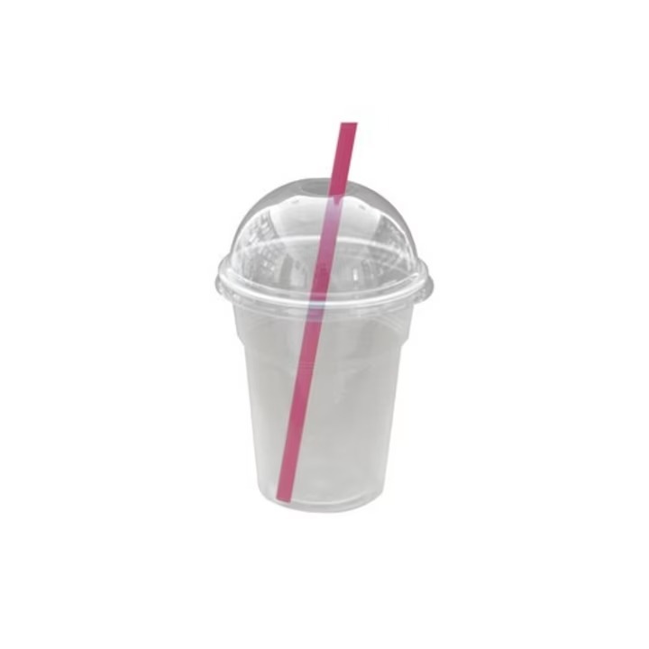 Set 100 pahare fresh / ice coffe cu capac bombat transparent, 300 ml