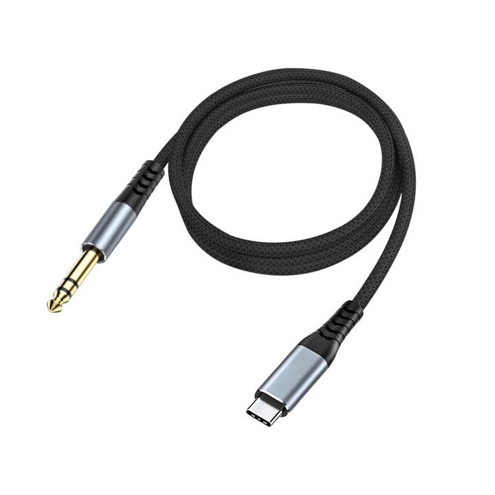 GORMUR USB C - 6,35 mm-es sztereó audiokábel, 2 méter, USB-C eszközökkel kompatibilis, kiváló minőségű kialakítás, fekete színű