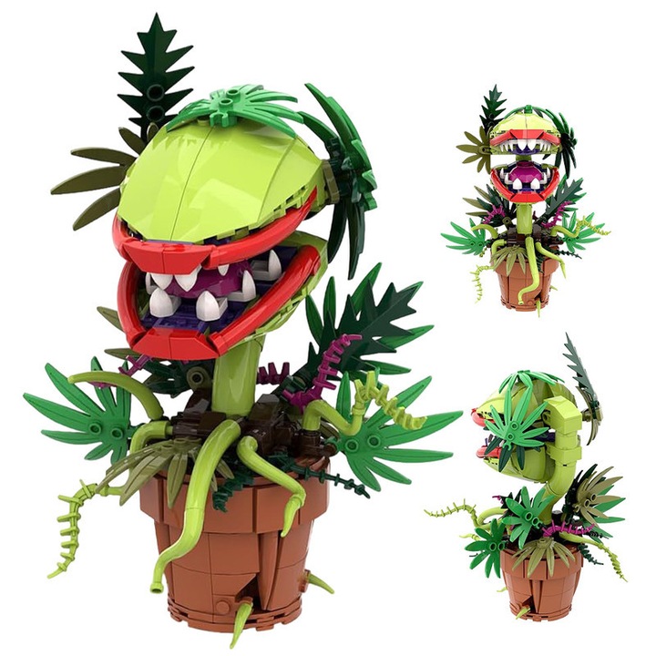 Piranha növény építőkészlet, 327 darabos, zöld, 18,5x15x21,3cm