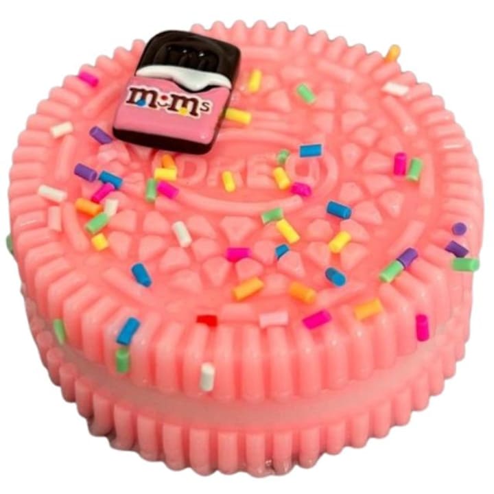 Oreo Squishy interaktív játék, fehér-rózsaszín, antistressz, 3 éves kortól, puha