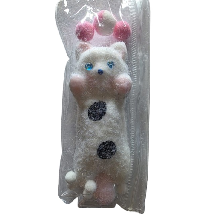 Интерактивна мека котка, бяла с две черни точки, VICTINY, за момичета, 5 години