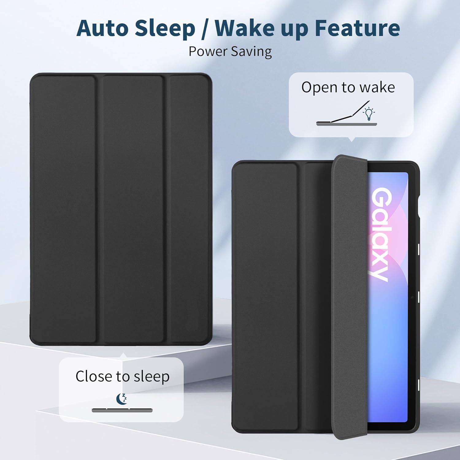 Husa pentru Samsung Galaxy Tab S10 FE+ Plus 13.1 Soft Shell UltraSlim tip stand functie sleep/wake-up si slot pentru S-Pen negru